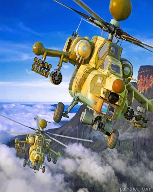 Cool War Helicopter Painting By Numbers Kits
