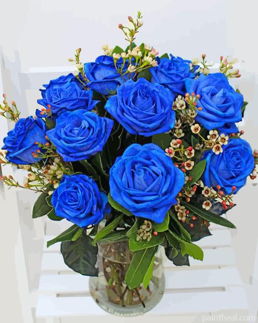 Bouquet Of Blue Roses Painting By Numbers Kits
