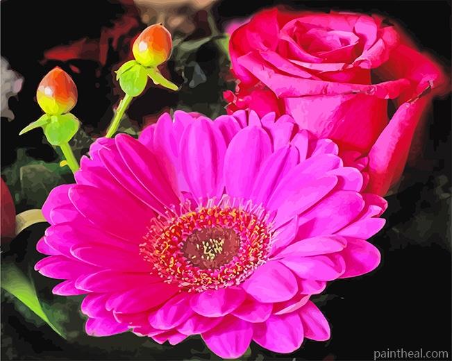 Pink Gerbera Painting By Numbers Kits