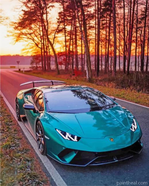 Luxury Blue Car Painting By Numbers Kits