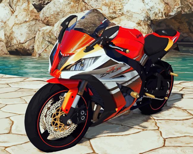 Orange Kawasaki ZX10RR Motorcycle Painting By Numbers Kits