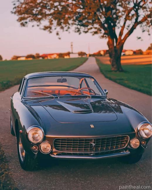 Black Antique Ferrari Car Painting By Numbers Kits
