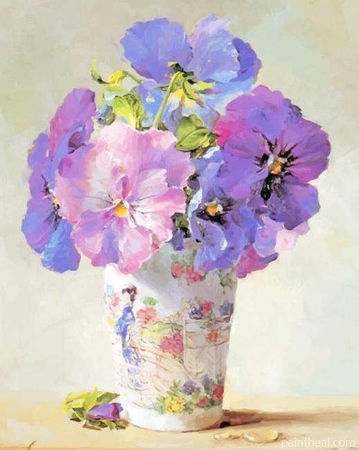 Aesthetic Vase With Purple Flowers Painting By Numbers Kits