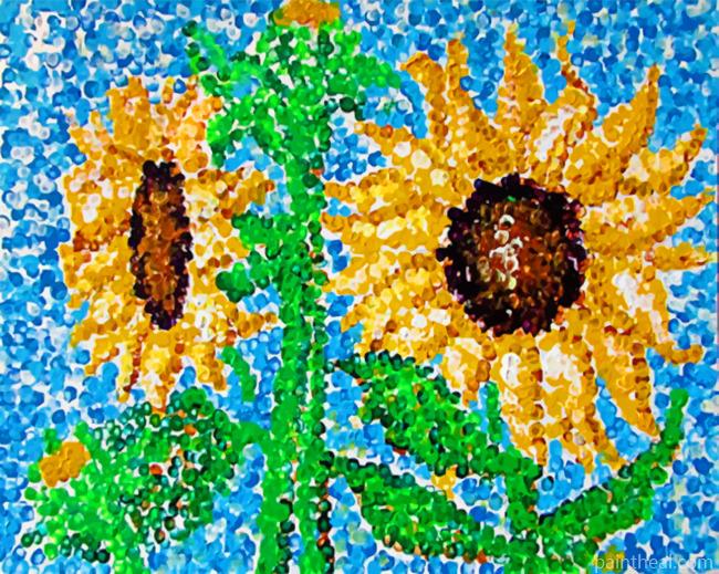 Sunflowers Pointillism Painting By Numbers Kits