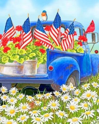 Truck Floral Garden Painting By Numbers Kits