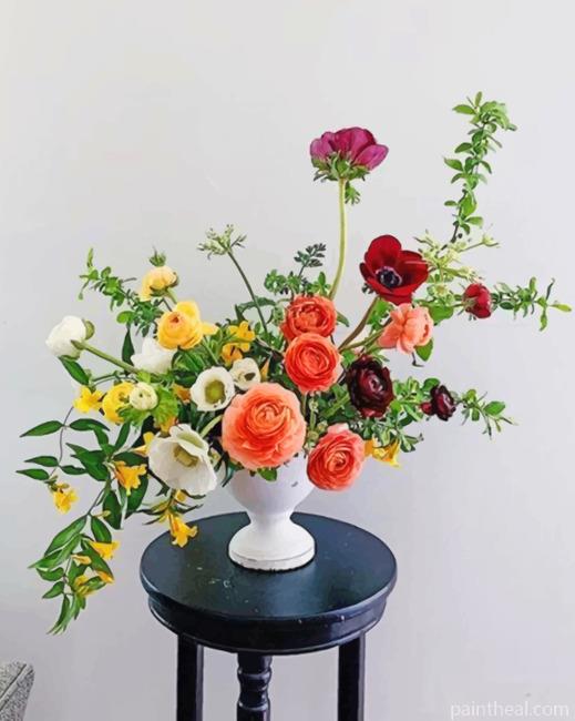 White Vase Of Flowers Painting By Numbers Kits
