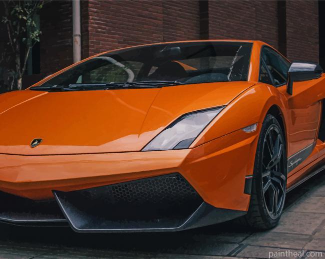 Orange Lamborghini Car Painting By Numbers Kits