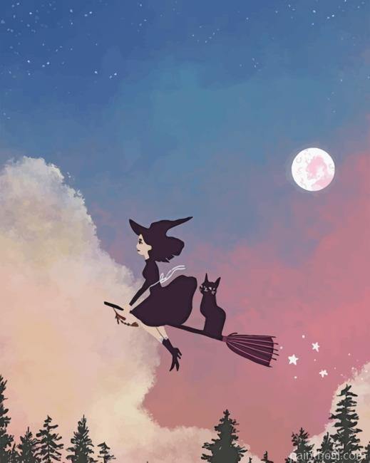 The Flying Witch Painting By Numbers Kits