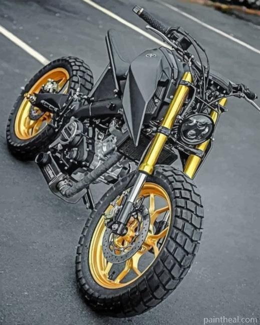 Black And Gold Motorcycle Painting By Numbers Kits