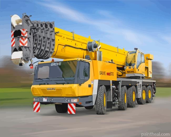 Yellow Construction Crane Painting By Numbers Kits
