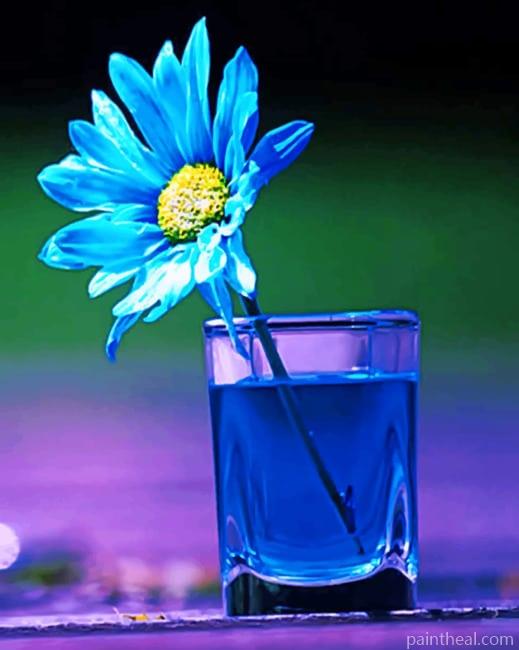 Blue Flower In Glass Painting By Numbers Kits