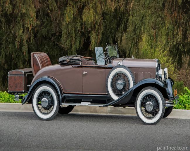 Vintage Brown Coupe Car Painting By Numbers Kits