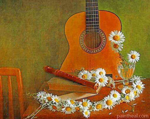 Guitar And Daisies Painting By Numbers Kits