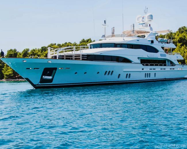 White Yacht In The Shore Painting By Numbers Kits