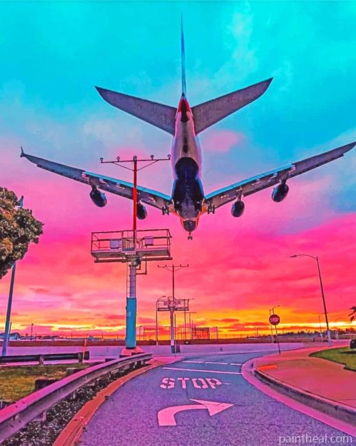 Airplane Sunset Time Painting By Numbers Kits