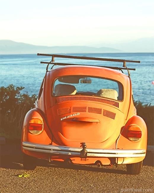 Orange Aesthetic Car Painting By Numbers Kits