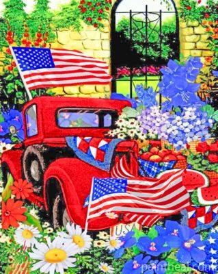 Red American Truck Painting By Numbers Kits