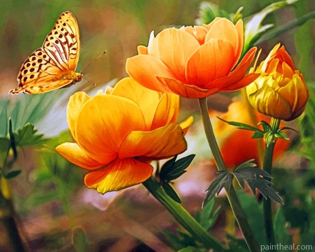Butterfly On Flowers Painting By Numbers Kits