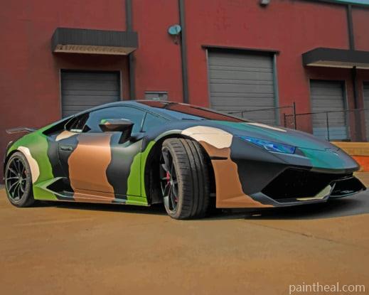 Camo Wrapped Lamborghini Huracan Painting By Numbers Kits
