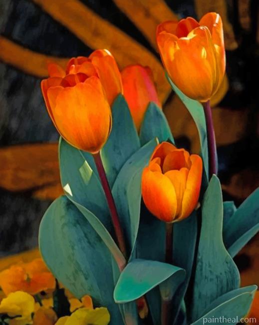 Orange Tulips Painting By Numbers Kits