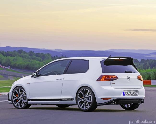 White Volkswagen Golf Painting By Numbers Kits