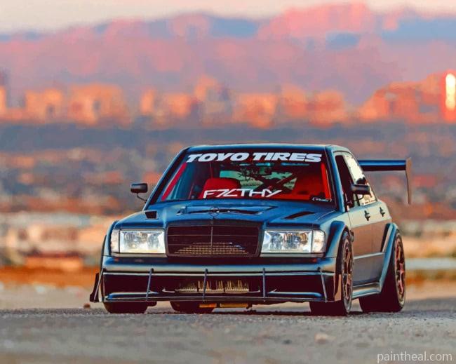 Black Mercedes 190E Painting By Numbers Kits