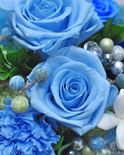 Aesthetic Blue Roses Painting By Numbers Kits
