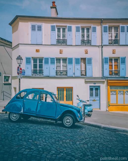 Antique Car In Street Painting By Numbers Kits