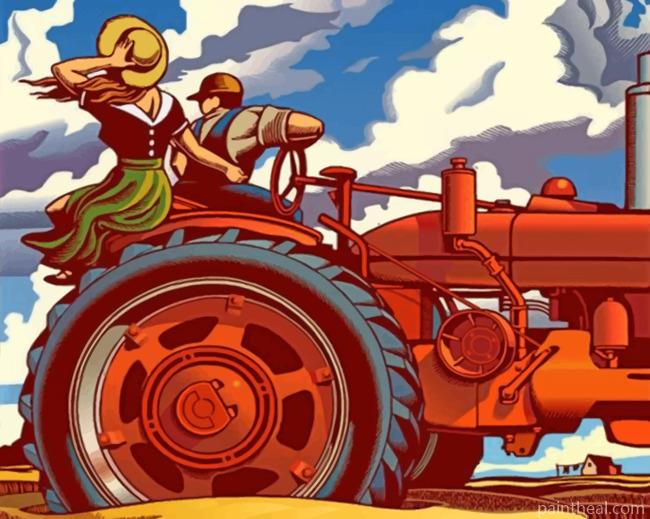 Couple In A Tractor Painting By Numbers Kits
