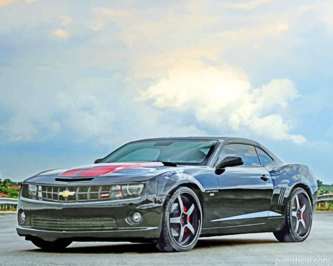 Dark Black Chevy Camaro Painting By Numbers Kits
