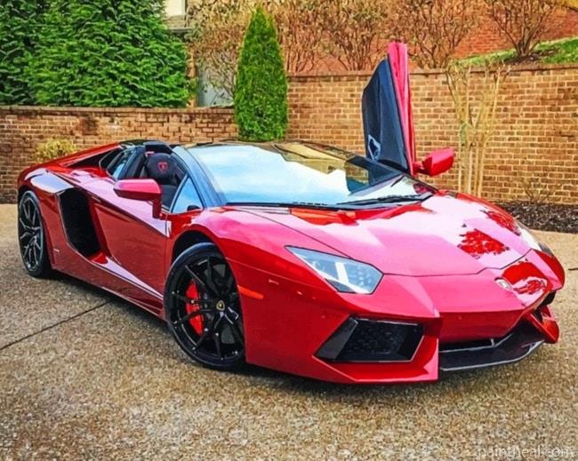 Cherry Red Lamborghini Painting By Numbers Kits