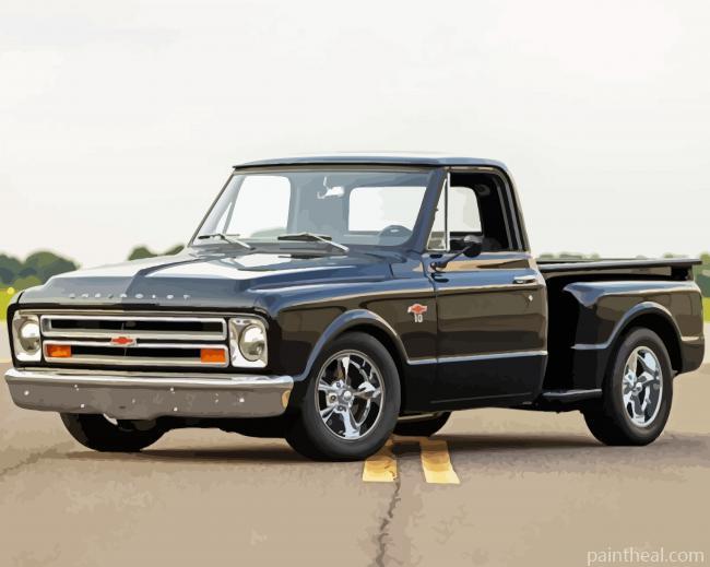 Black Truck 1967 Chevy Stepside Painting By Numbers Kits