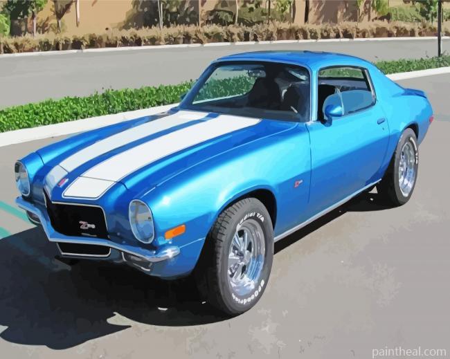 Blue 1972 Camaro Car Painting By Numbers Kits