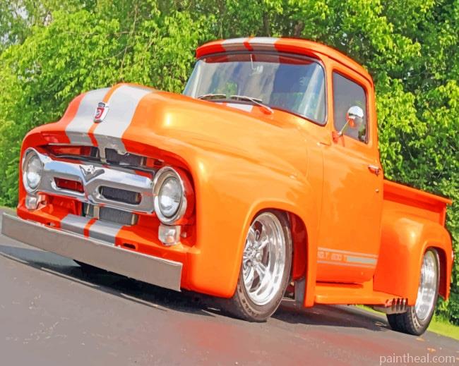 Old Orange Ford Truck Painting By Numbers Kits
