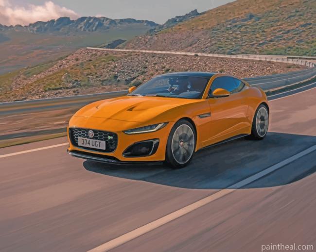 Yellow Jaguar Car Painting By Numbers Kits