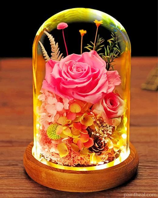 Pink Glass Rose Painting By Numbers Kits