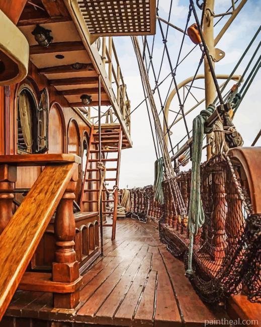 Wooden Old Ship Painting By Numbers Kits