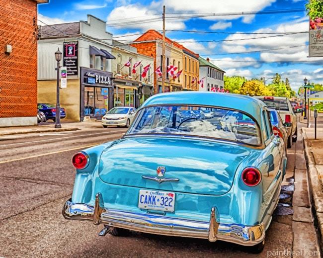 Antique Blue Car Painting By Numbers Kits
