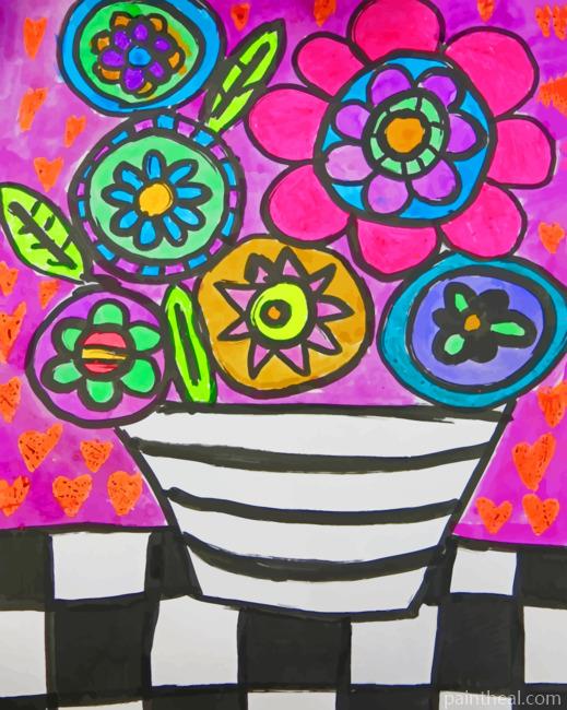Folk Art Plant Painting By Numbers Kits