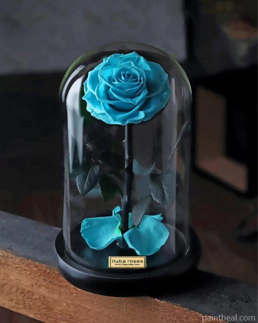 Cyan Glass Rose Painting By Numbers Kits