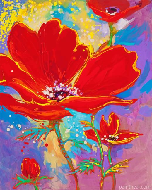 Red Poppies Flower Painting By Numbers Kits