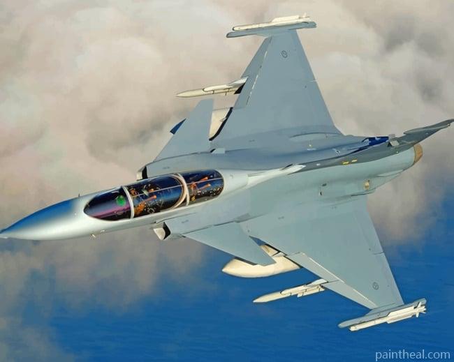 Gripen Fighter Jet Aircraft Painting By Numbers Kits