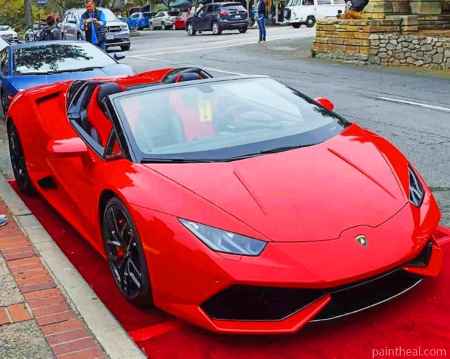 Red Lamborghini Huracan Painting By Numbers Kits