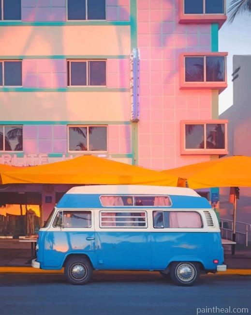 Blue Van In The Street Painting By Numbers Kits
