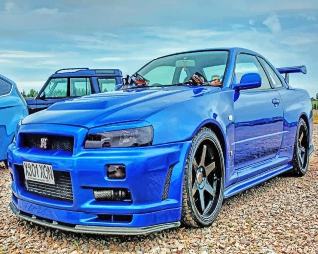 Blue Nissan Skyline Gt Painting By Numbers Kits