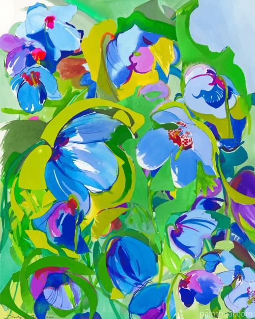 Aesthetic Blue Poppies Flowers Painting By Numbers Kits