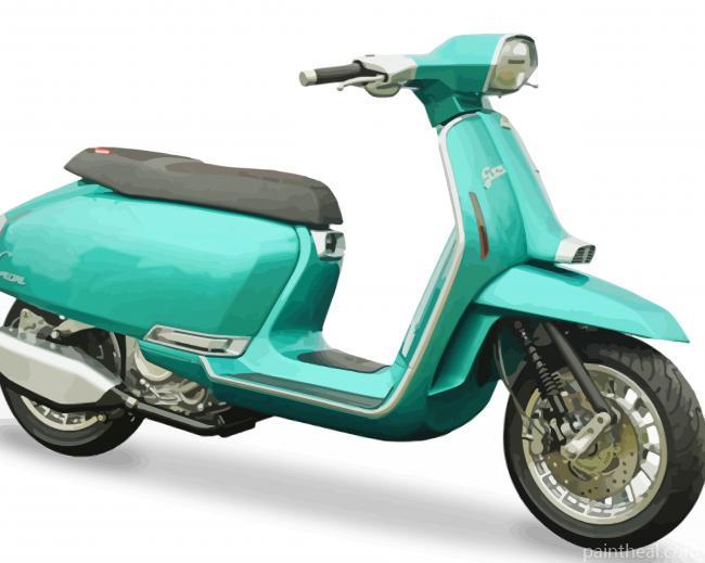Green Lambretta Scooter Painting By Numbers Kits