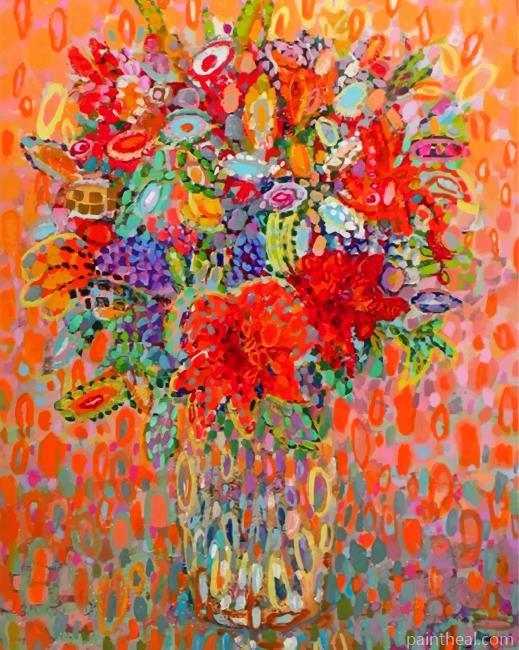 Pointillism Vase Flower Painting By Numbers Kits
