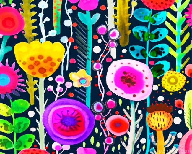 Flowers Folk Art Painting By Numbers Kits