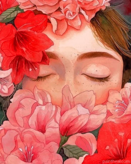 Watercolor Floral Girl Painting By Numbers Kits